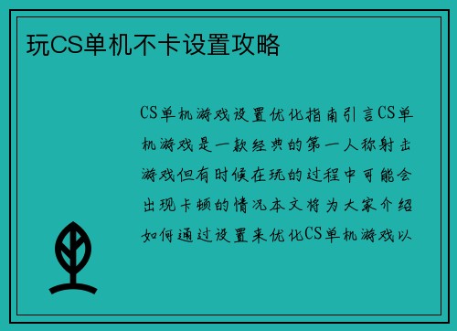 玩CS单机不卡设置攻略